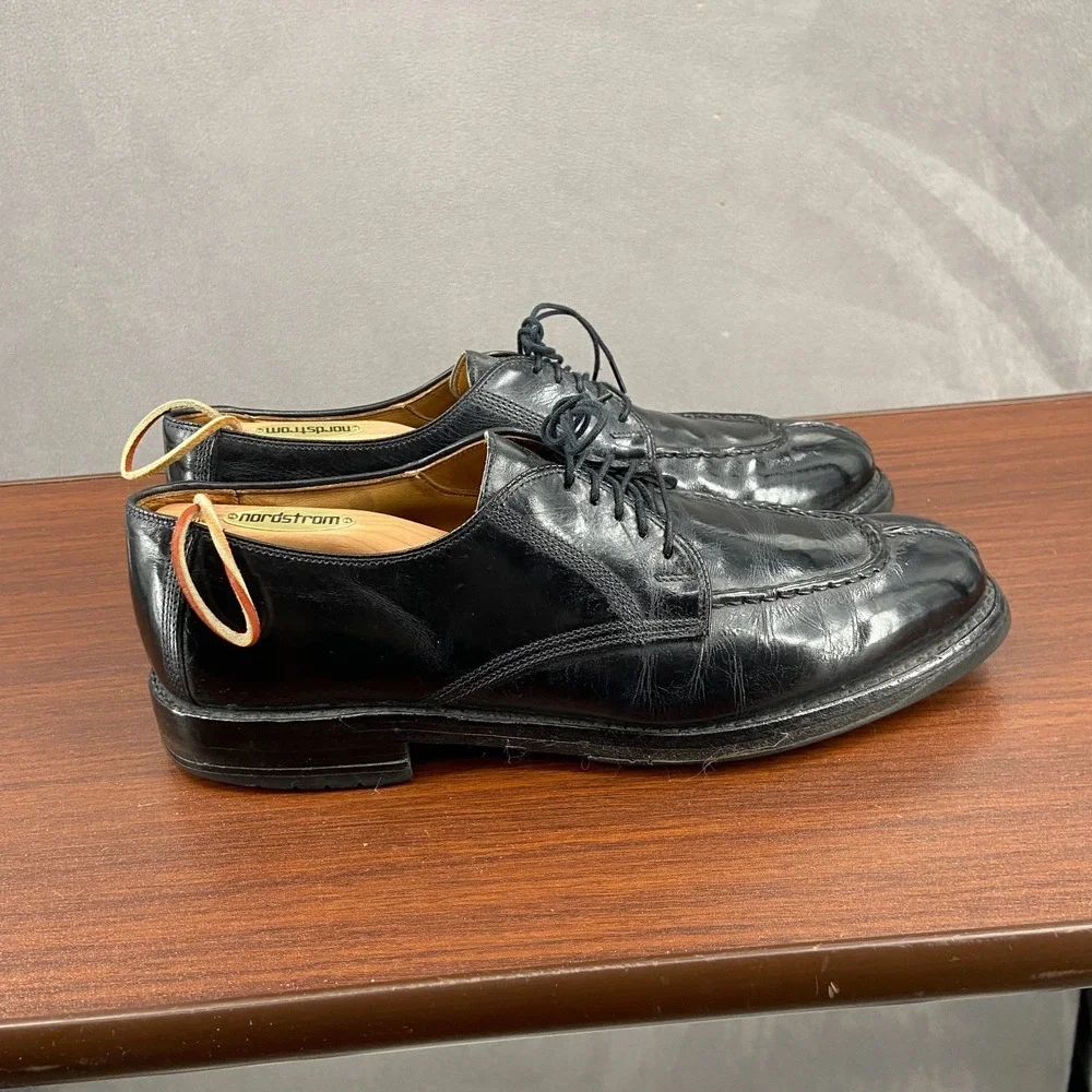 Allen Edmonds Dellwood 1304 Mens 10 R Dress Shoes Black Leather Split Toe Oxford